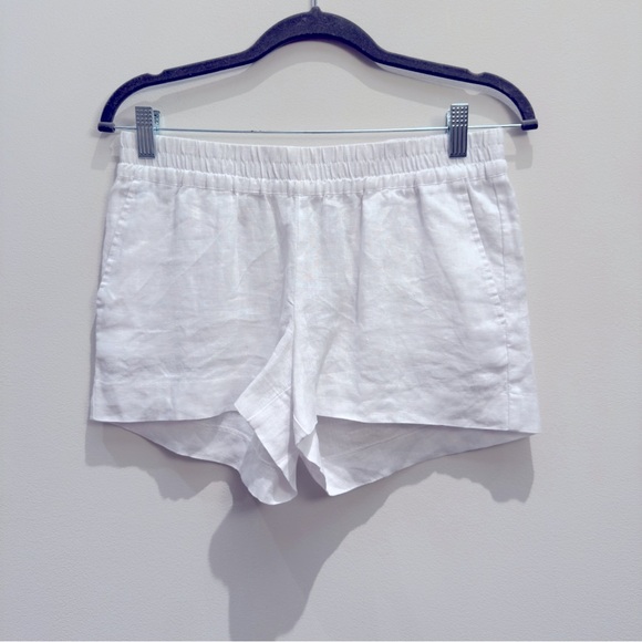 HIHO Pants - HIHO Designed In BVI Tortola - White Garden Shorts Size S 100% Linen